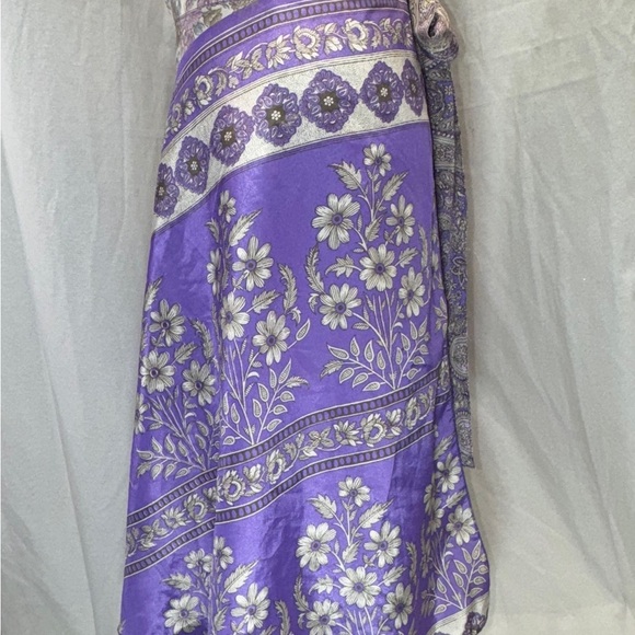 Lavender Paisley Wrap Midi/Maxi Skirt One Size - Picture 6 of 7